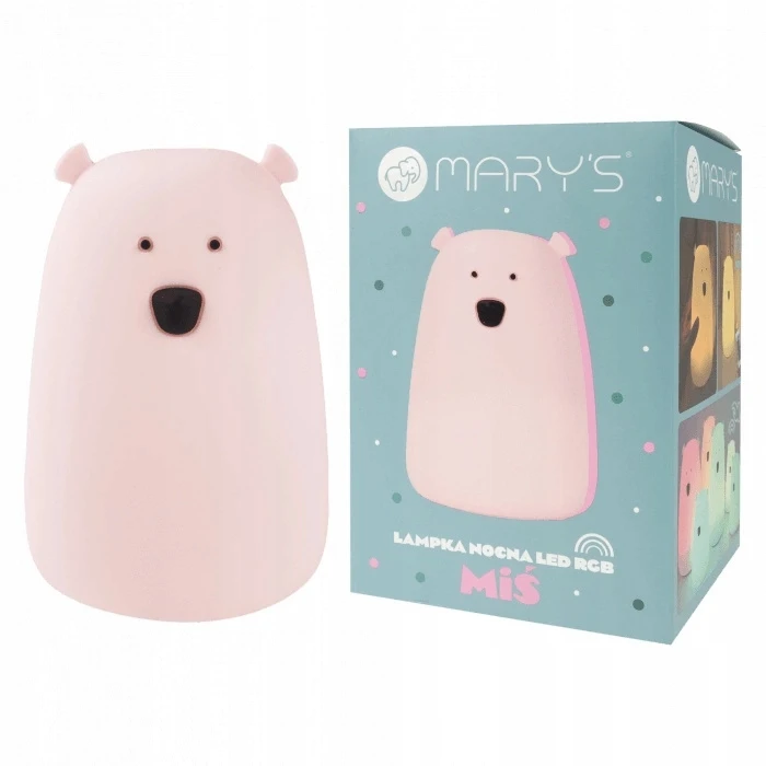 Ecolight MARY'S LED naktinė lempa Meškiukas didelis rožinis RGB + Šiltai balta spalva