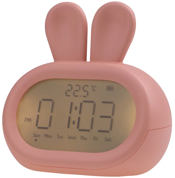 Ecolight MARY'S Žadintuvas Królik LED Z Lampką Nocną – Laikrodis Skaitmeninis Alarm, USB, 1200mAh