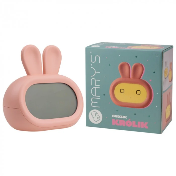 Ecolight MARY'S Žadintuvas Królik LED Z Lampką Nocną – Laikrodis Skaitmeninis Alarm, USB, 1200mAh