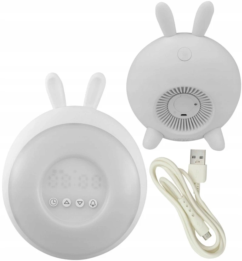Plexido Ecolight Žadintuvas Elektroninis Laikrodis Skaitmeninis Lampka Nocna LED RGB Baltas Królik