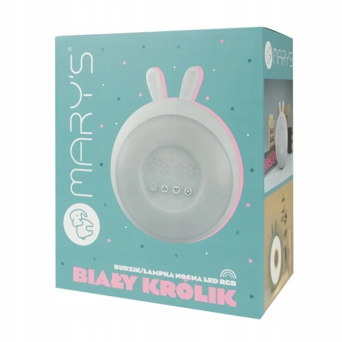 Plexido Ecolight Žadintuvas Elektroninis Laikrodis Skaitmeninis Lampka Nocna LED RGB Baltas Królik
