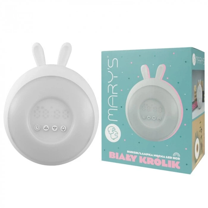 Plexido Ecolight Žadintuvas Elektroninis Laikrodis Skaitmeninis Lampka Nocna LED RGB Baltas Królik