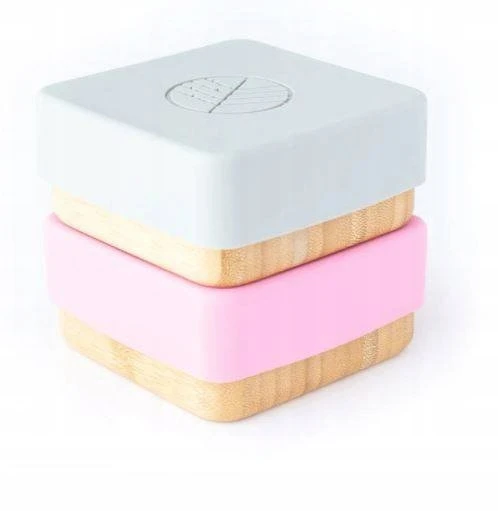 Ecorascals Bamboo Snack Containers 2 vnt. Pilka ir rožinė