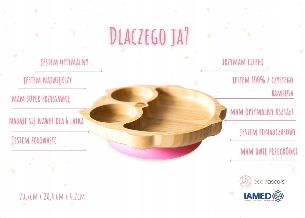 ECORASCALS pelėdos bambukinis dubuo