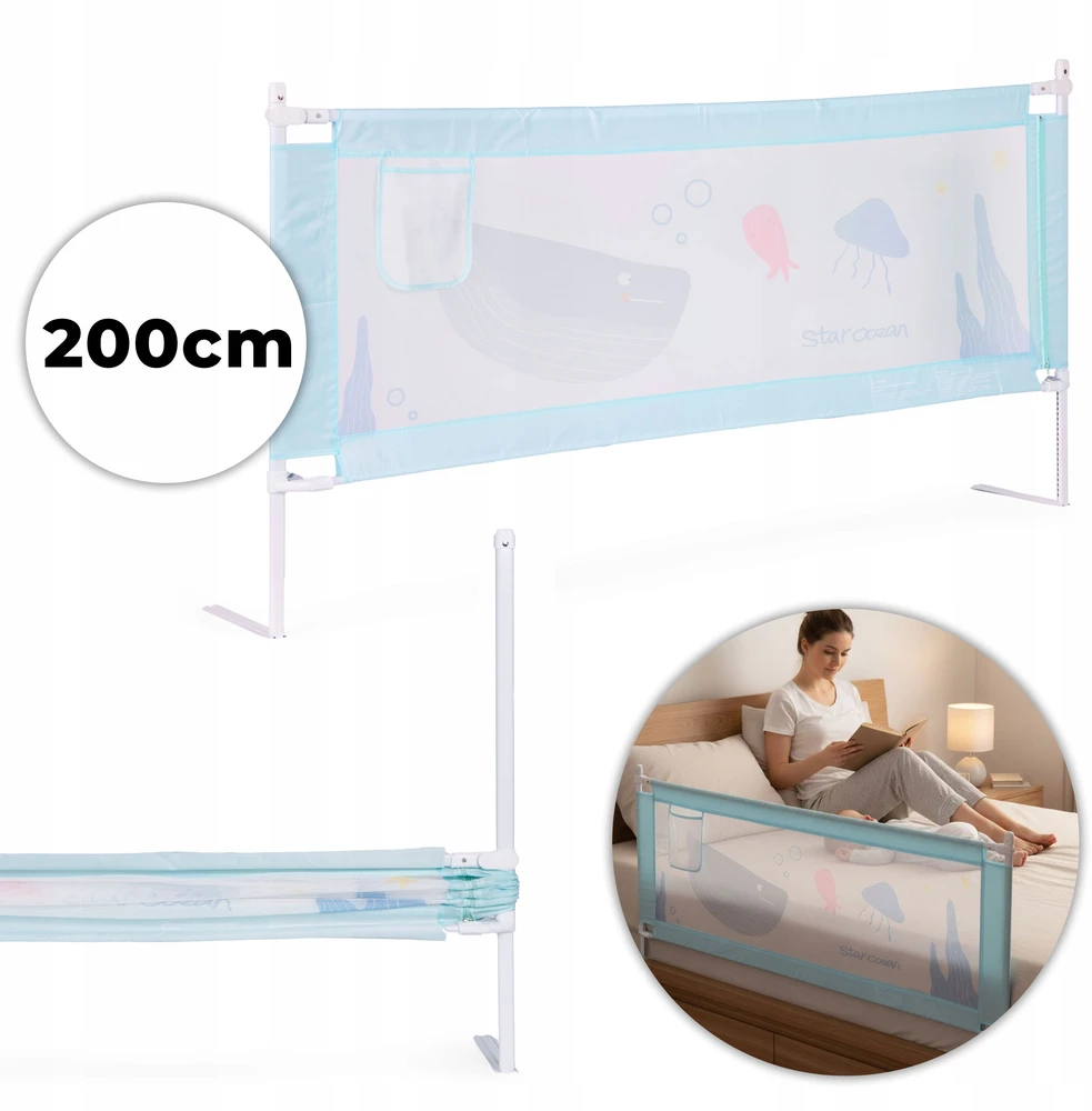 ECOTOYS 200 cm lovos apsauginis turėklas, vaiko apsauga