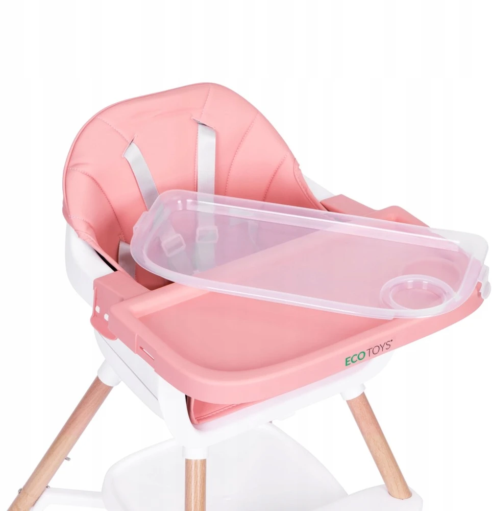 Ecotoys Maitinimo kėdutė Eko Žaislas Bangos 2in1 Rožinė
