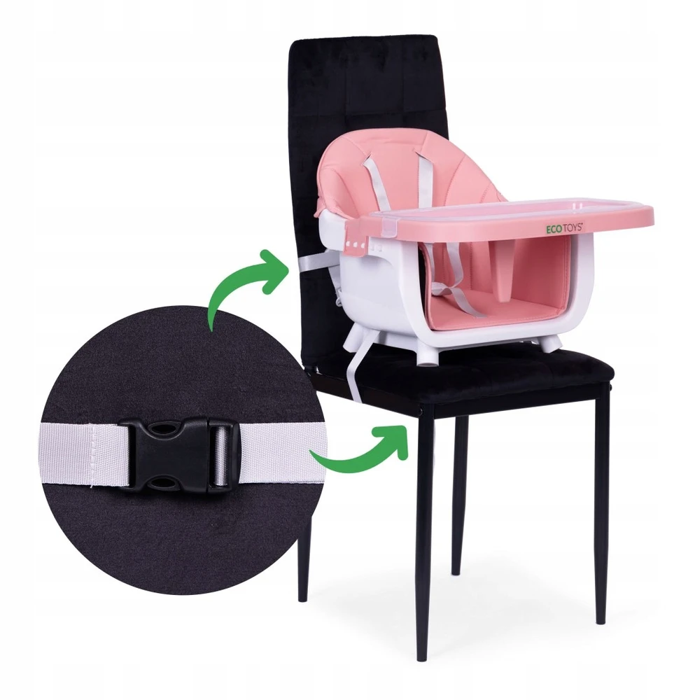 Ecotoys Maitinimo kėdutė Eko Žaislas Bangos 2in1 Rožinė
