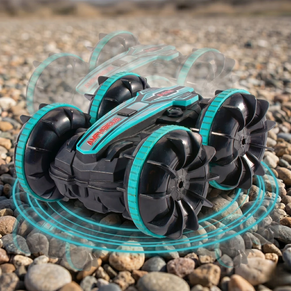 EDAXE NUOTOLINIO PULTO VALDOMAS RC AUTOMOBILIS SU GESTAIS AMPHIBIA 2 NUOTOLINIO PULTAS 4x4 360° plūduriuojantis