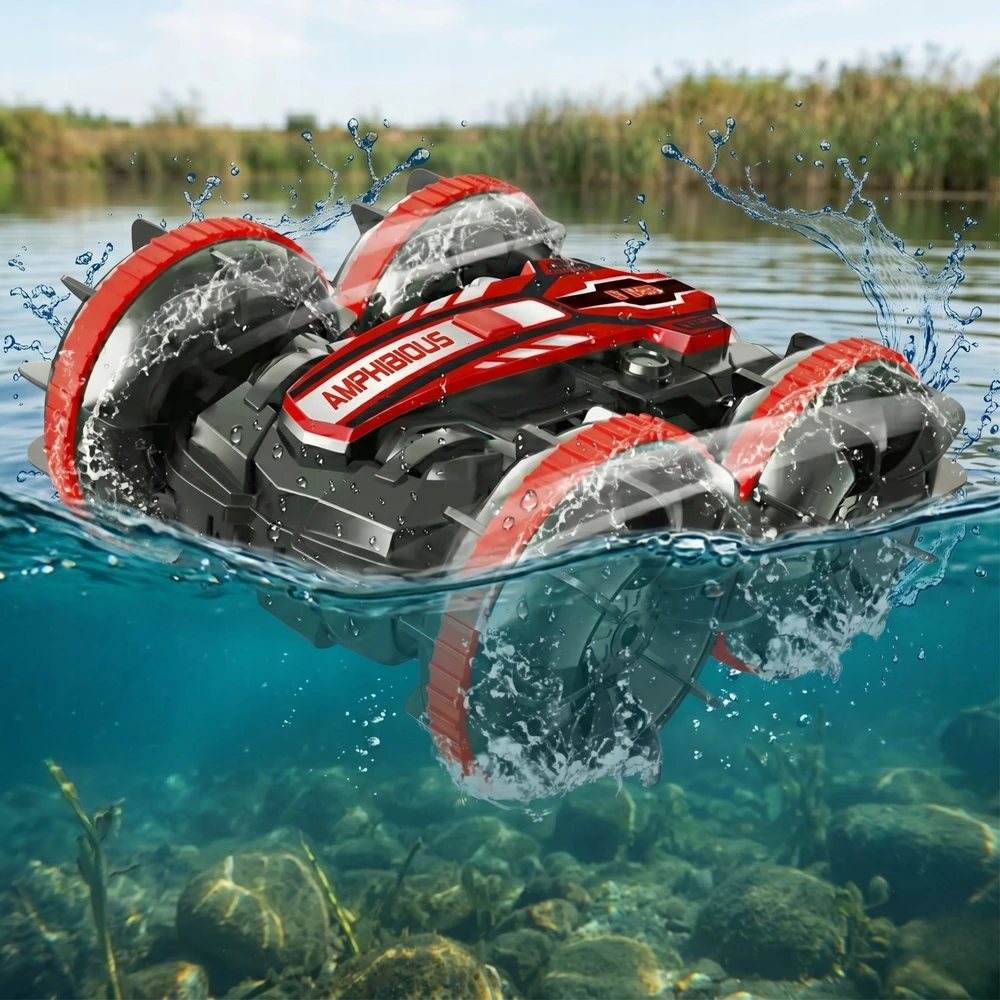EDAXE NUOTOLINIO PULTO VALDOMAS RC AUTOMOBILIS SU GESTAIS AMPHIBIA 2 NUOTOLINIO PULTAS 4x4 360° plūduriuojantis