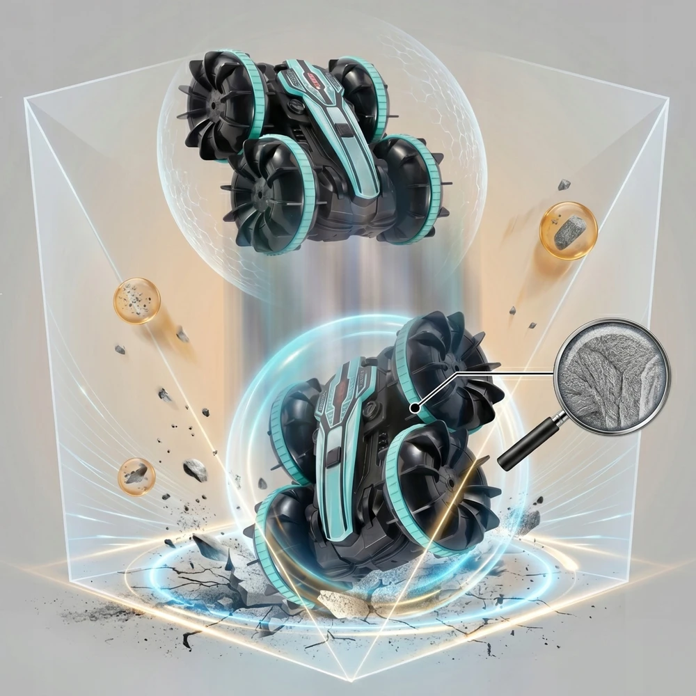 EDAXE NUOTOLINIO PULTO VALDOMAS RC AUTOMOBILIS SU GESTAIS AMPHIBIA 2 NUOTOLINIO PULTAS 4x4 360° plūduriuojantis