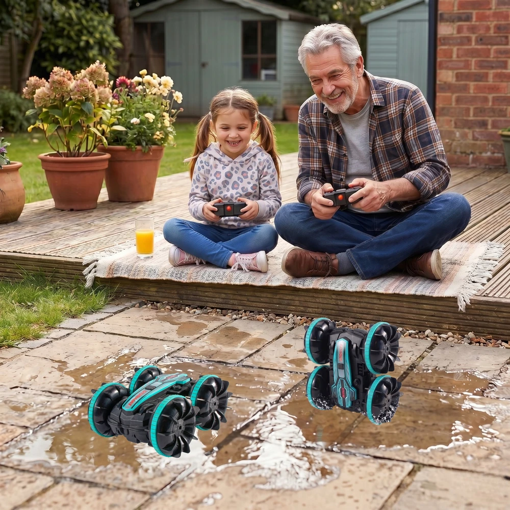 EDAXE NUOTOLINIO PULTO VALDOMAS RC AUTOMOBILIS SU GESTAIS AMPHIBIA 2 NUOTOLINIO PULTAS 4x4 360° plūduriuojantis