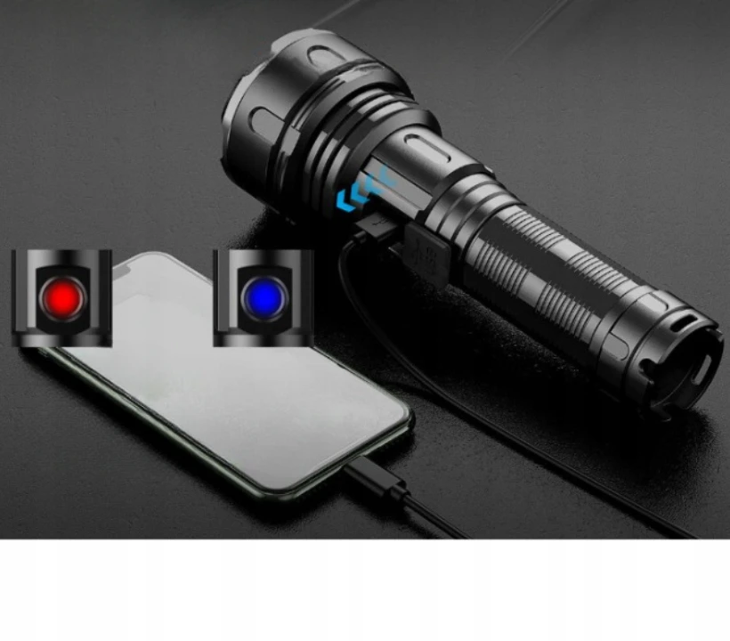 Eddcom GALINGAS LED TAKTINIS BLYKŠČIUS XHP90 ZOOM MILITARY CREE PAKRAKOMA PAIEŠKA