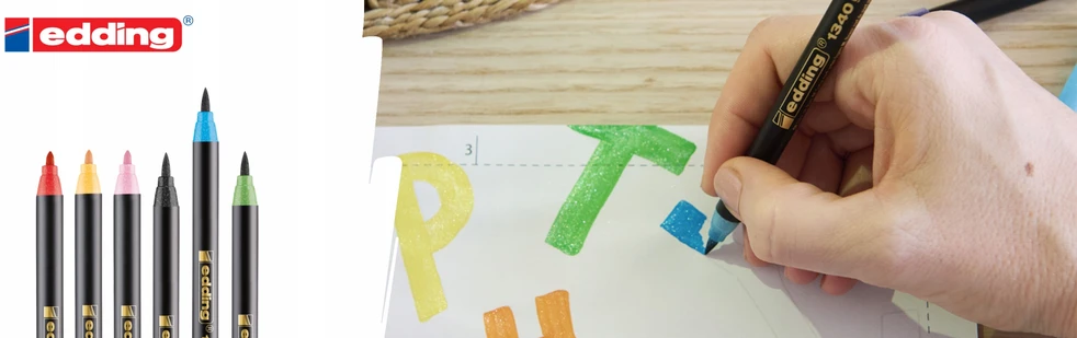 edding pisak pędzelkowy brokatowy 1340 – komplektas 10 kolorów do letteringu