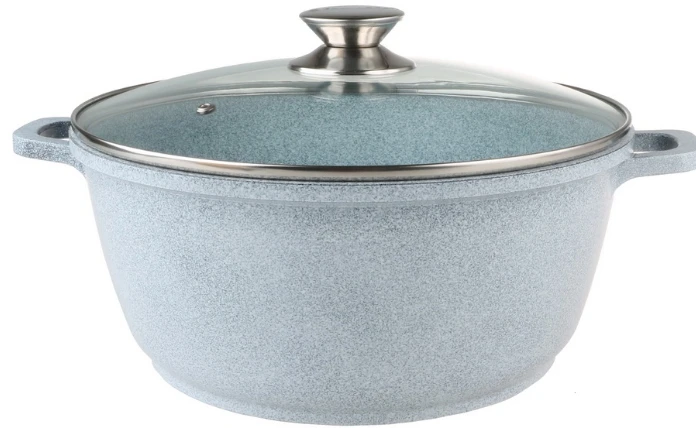 Edel Hoff APVALUS MARMURINIS PUODAS 26cm 5,5L SU DANČIU INDUKCINIAM DUJINUI PILKAS