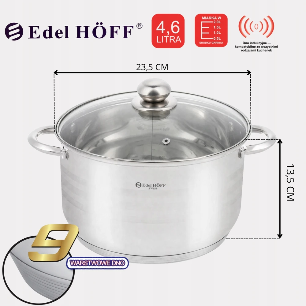 Edel Hoff Swiss Nerūdijančio plieno puodas EDELHOFF EH-9306, 22cm