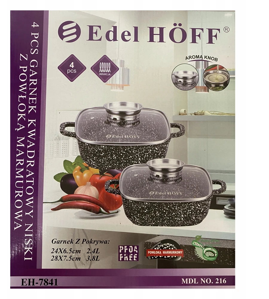 Edell Hoff Kvadratinių PUODŲ RINKINYS KEPIMUI Keptuvė Žąsų keptuvė LOW 24,28 cm