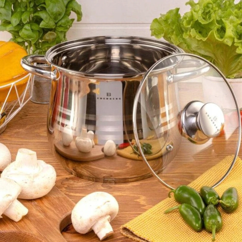 Edenberg AUKŠTAS PUODAS 2,9 l tradicinis puodas NERŪDIJANČIO PLIENO 18/10 DUJŲ INDUKCIJA