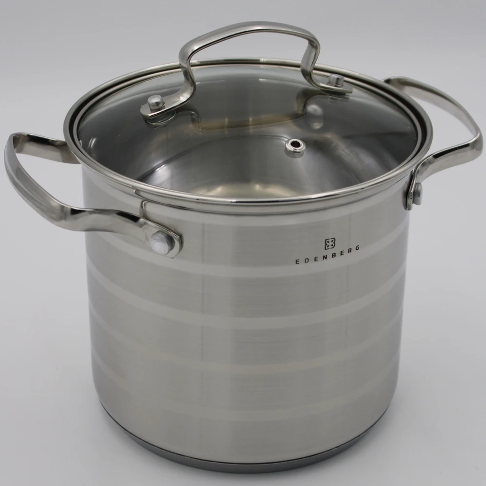 Edenberg AUKŠTAS puodas su dangteliu 3,0 l NERŪDIJANČIO PLIENO 16x15 cm INDUKCINĖ INDUKCINĖ INDUKCIJA