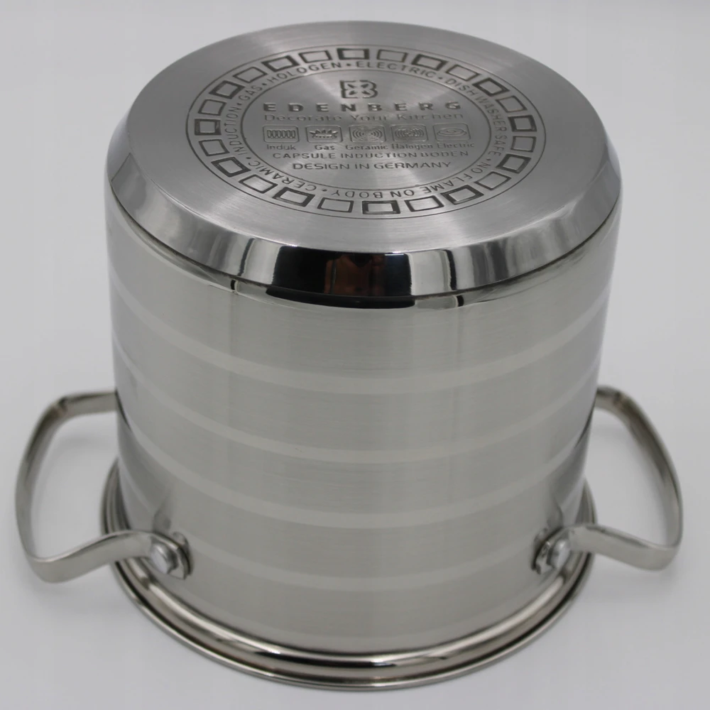 Edenberg AUKŠTAS puodas su dangteliu 3,0 l NERŪDIJANČIO PLIENO 16x15 cm INDUKCINĖ INDUKCINĖ INDUKCIJA