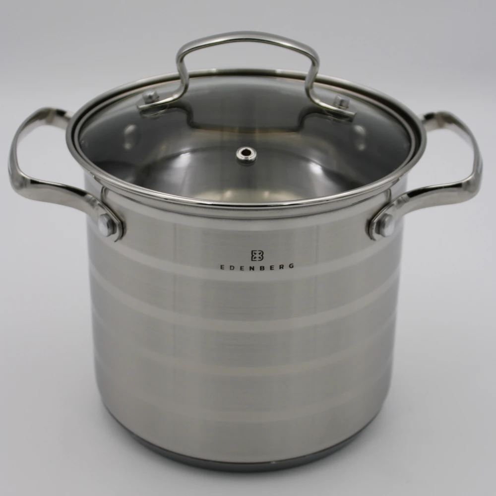 Edenberg AUKŠTAS puodas su dangteliu 3,0 l NERŪDIJANČIO PLIENO 16x15 cm INDUKCINĖ INDUKCINĖ INDUKCIJA