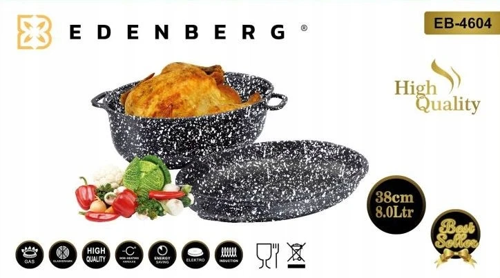 Edenberg Didelė keptuvė žąsų viryklė 8 l keptuvė GRILL puodas indukcinė dujinė orkaitė
