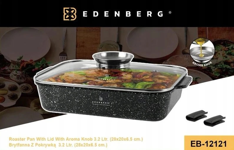 Edenberg Kepimo indas Puodas Kepimo indas 3,2L Marmurinė kepimo skarda 28 x 20 cm