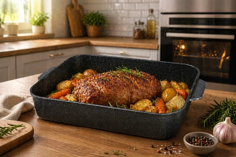 Edenberg Keptuvių rinkinys 3 vnt. 28/30/32 cm MARMURO DANGA SILIKONINĖS RANKENĖLES