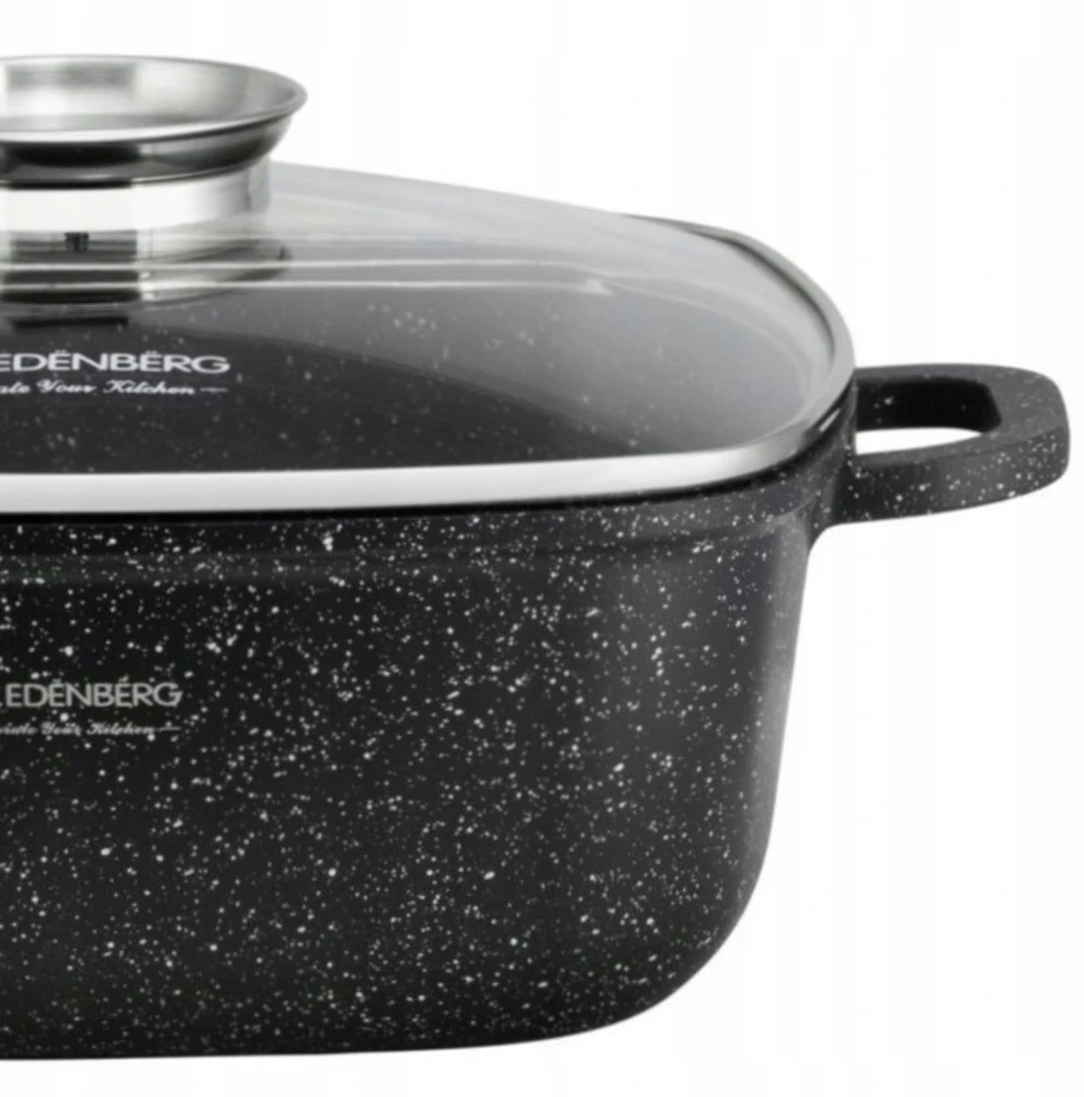 Edenberg KIETAS Kvadratinis marmurinis PUODAS 22cm + HAPS 2x DUJINĖ INDUKCINĖ ORŠTINĖ