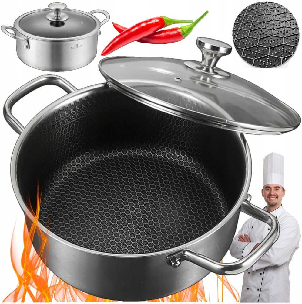 Edenberg KIETUS puodas SU korio dangele 24cm 6,0L SU DANČIU DUJŲ INDUKCIJA