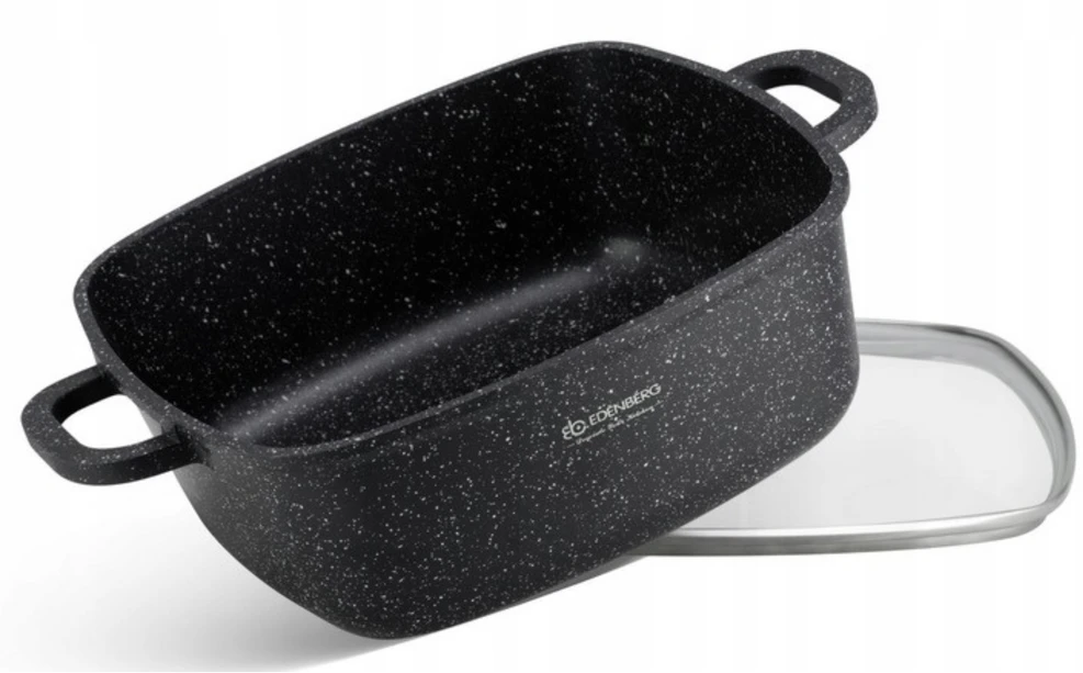 Edenberg Kvadratinis marmurinis PUODAS Kepimo puodas 24cm 4,4L + LETENĖS