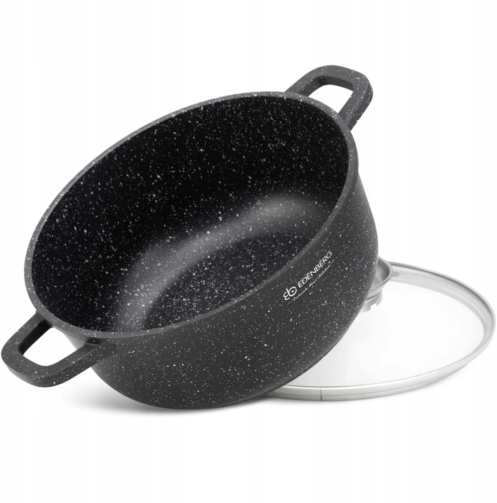 Edenberg MARMURINIS PUODAS 24cm 4,5L APVALUS PUODAS KEPIMO AROMA RANKENELE + LETENĖS