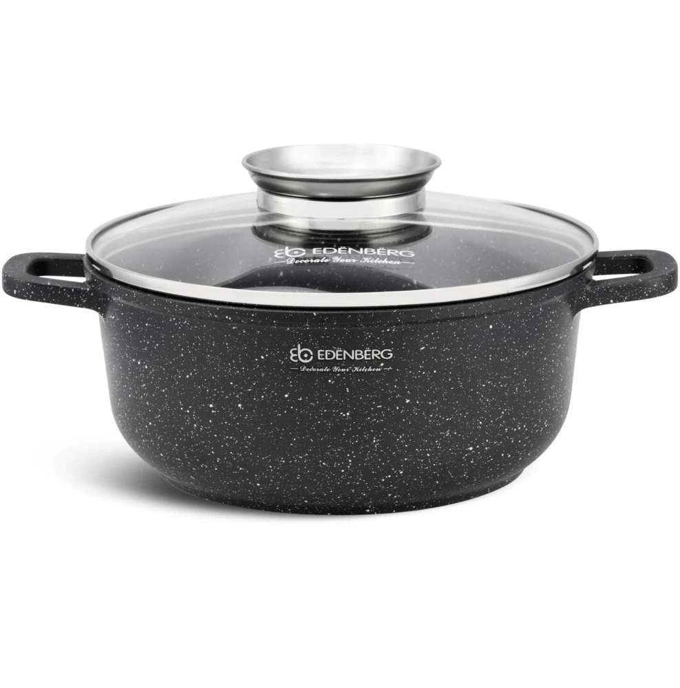 Edenberg MARMURINIS PUODAS 24cm 4,5L APVALUS PUODAS KEPIMO AROMA RANKENELE + LETENĖS