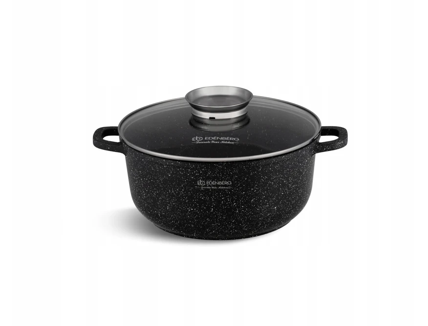 Edenberg Marmurinis puodas 26cm 5,5l su silikoninėmis rankenėlėmis ir Aroma Knob