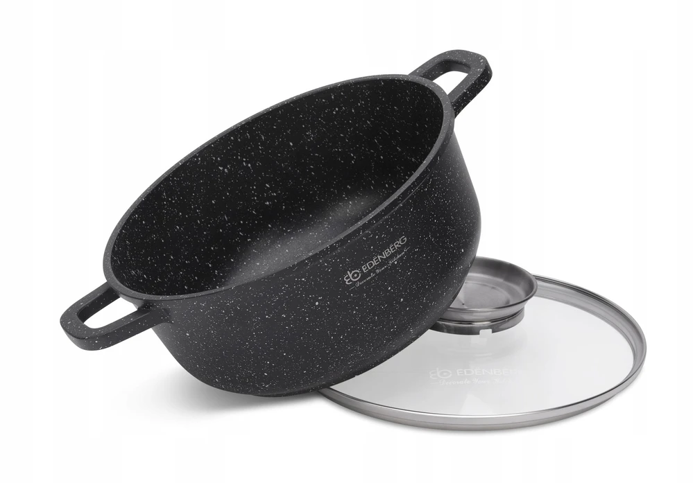 Edenberg Marmurinis puodas 26cm 5,5l su silikoninėmis rankenėlėmis ir Aroma Knob