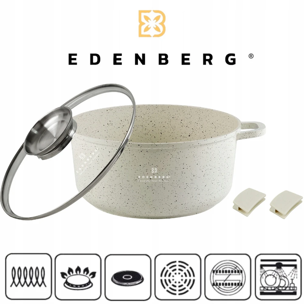 Edenberg MARMURINIS PUODAS 4,5L KEPIMO INDUKCIJA 24cm + LETENĖS 2 vnt.