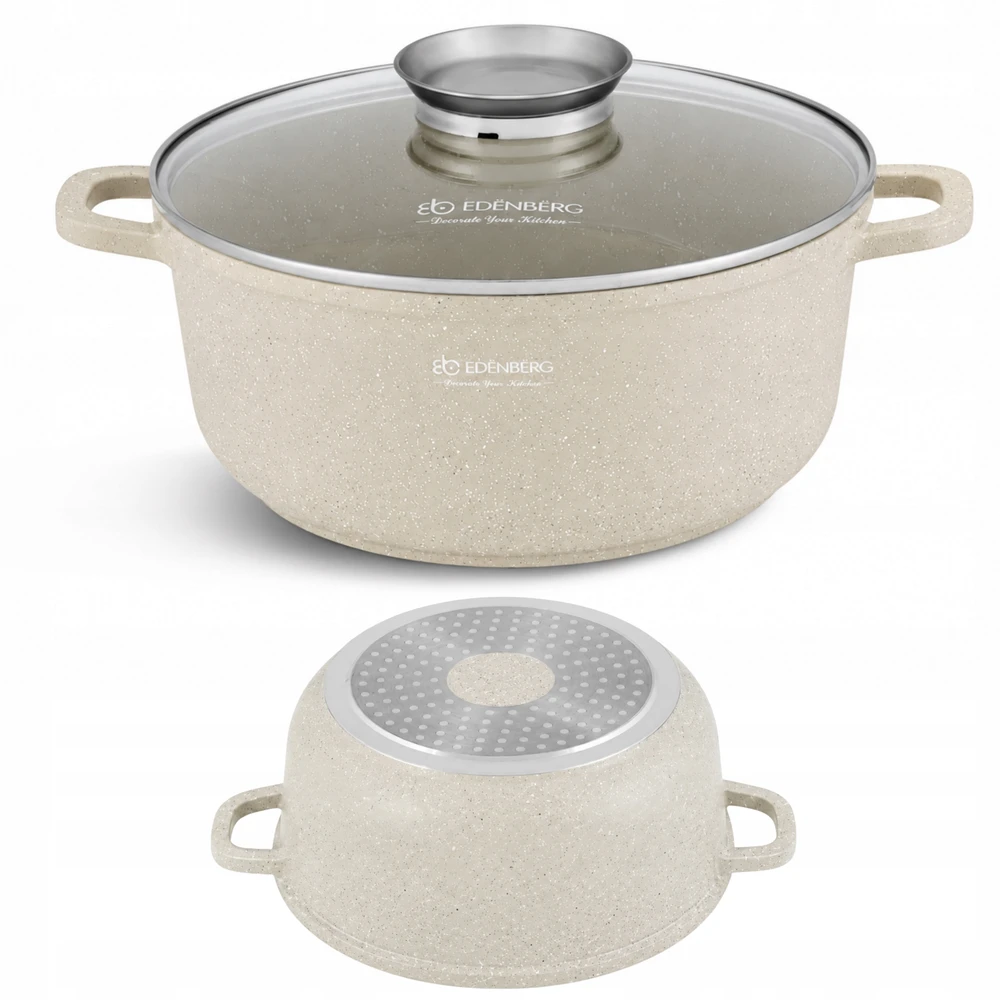 Edenberg MARMURINIS PUODAS 4,5L KEPIMO INDUKCIJA 24cm + LETENĖS 2 vnt.
