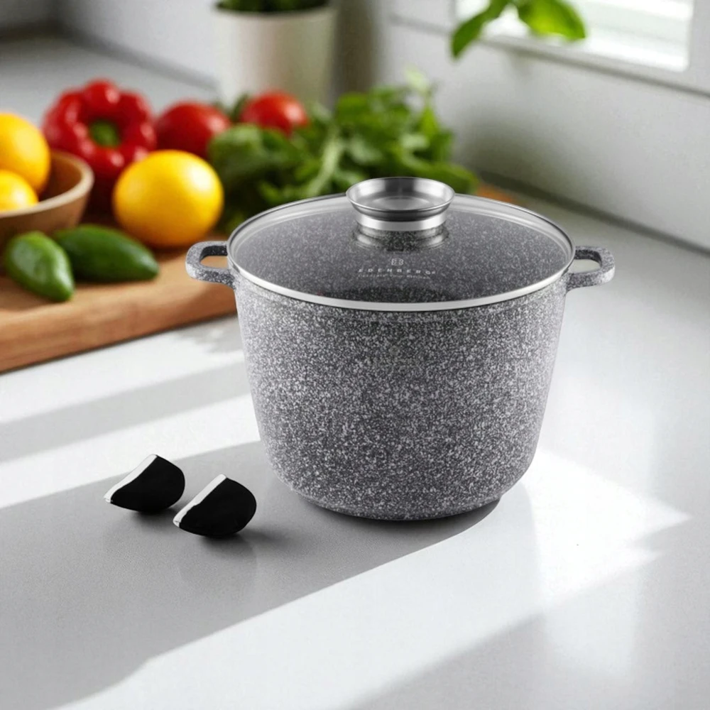 Edenberg Marmurinis puodas 4L 20cm Gilus puodas su dangteliu AROMA RANKENĖLĖ DUJŲ INDUKCIJA