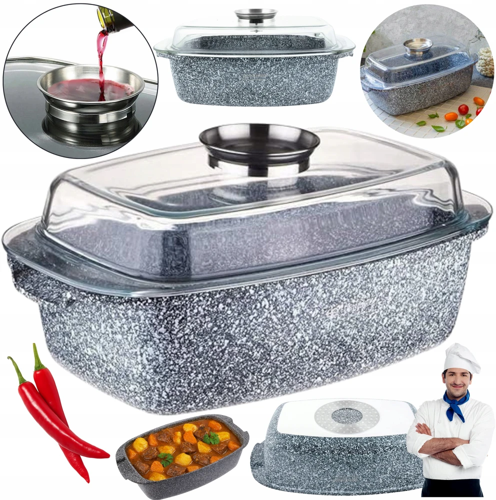 Edenberg PRAKTINĖ MARMURO keptuvė 5,5 l 32 cm žąsų kepimo mašina, skirta DUJŲ INDUKCIJAI
