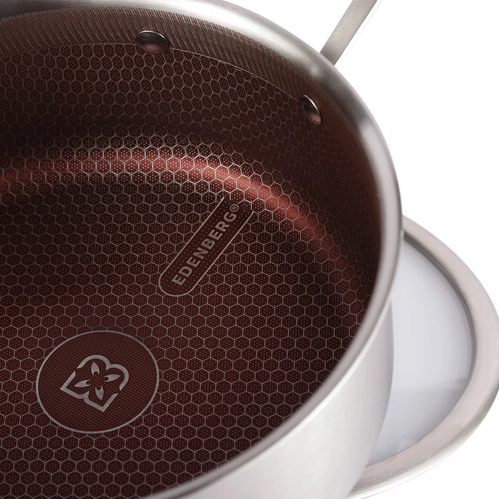 Edenberg Puodas su dangčiu 3.5 L, nerūdijančio plieno, neprideganti danga