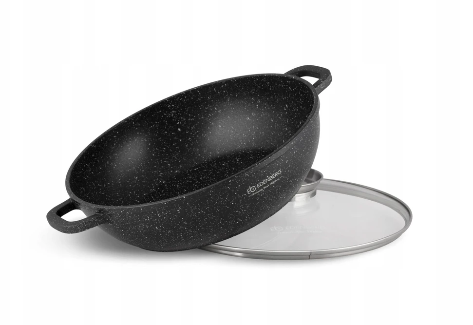 Edenberg Puodas Žemas 3,3 l marmuro aromato rankenėlė 28 cm žema wok keptuvė
