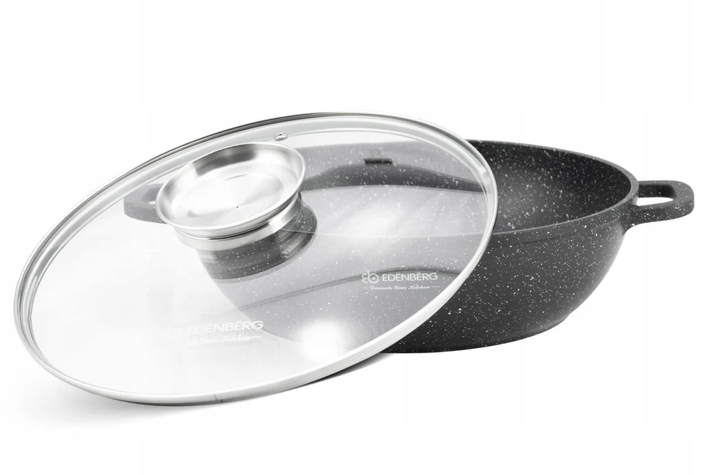 Edenberg Puodas Žemas 3,3 l marmuro aromato rankenėlė 28 cm žema wok keptuvė