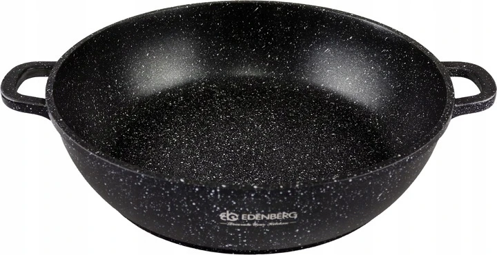 Edenberg Puodas Žemas 5,5 l marmuro aromato rankenėlė 32 cm žema wok keptuvė 8135