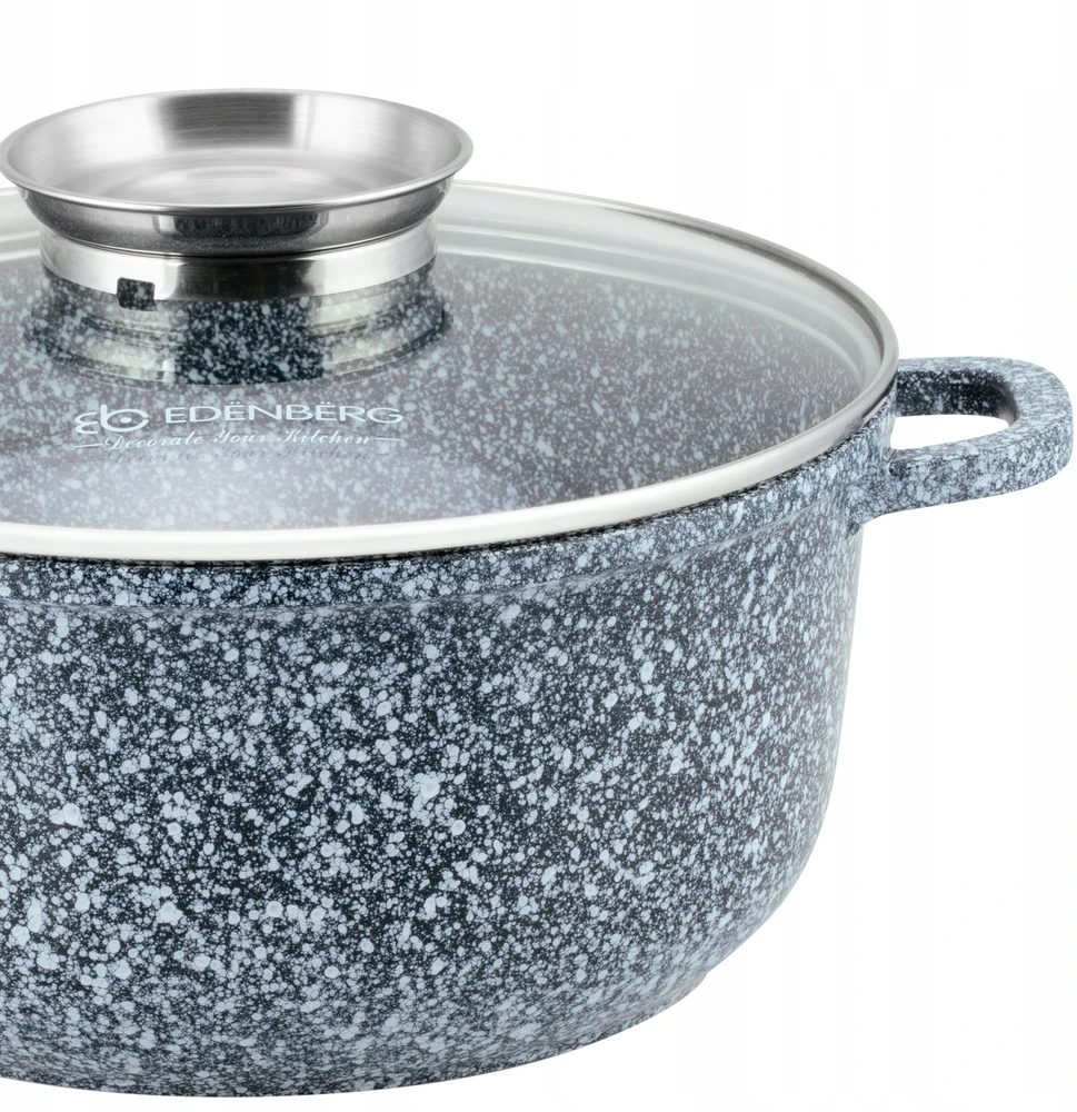 Edenberg TIESAS APVALUS MARMURINIS PUODAS 16cm 1,3L KEPIMO INDUKCIJAI