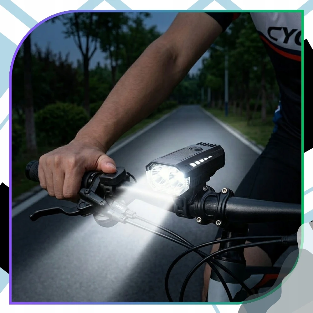 Edibazzar Galingas saulės energija įkraunamas LED dviračio žibintas su garso signalu, 3 apšvietimo režimai