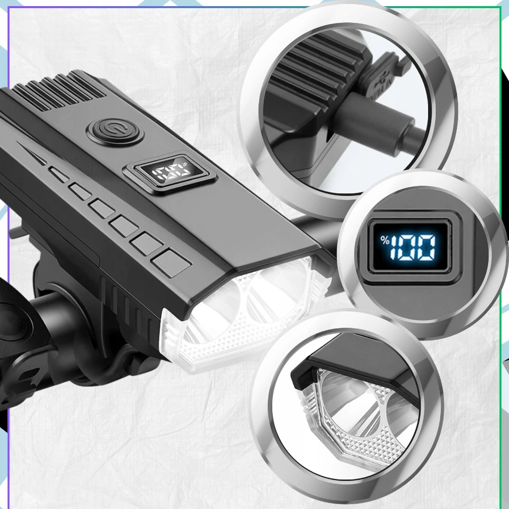 Edibazzar LED dviračio žibintas su ekranu ir 120 dB garsiniu signalu