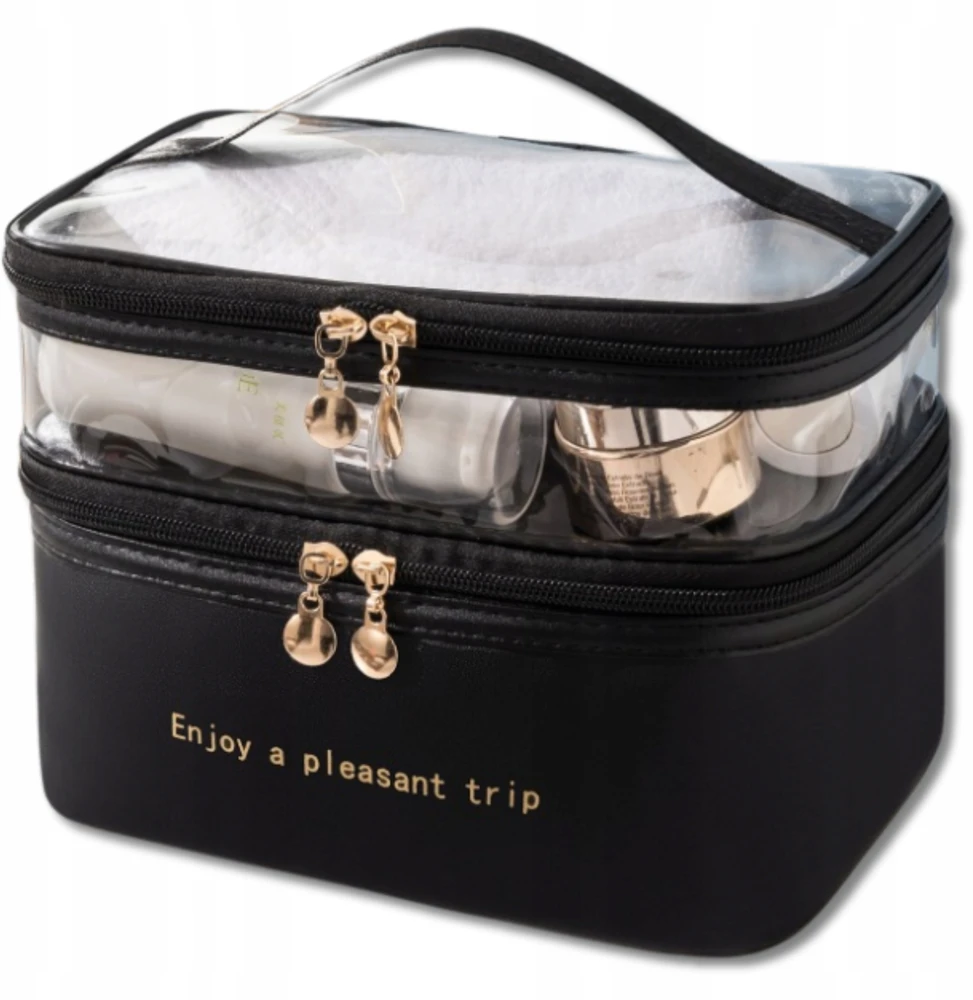 Edibazzar TRAVEL ORGANIZER kosmetikos krepšys, didelis, skaidrus, juodas, moteriškas bagažas