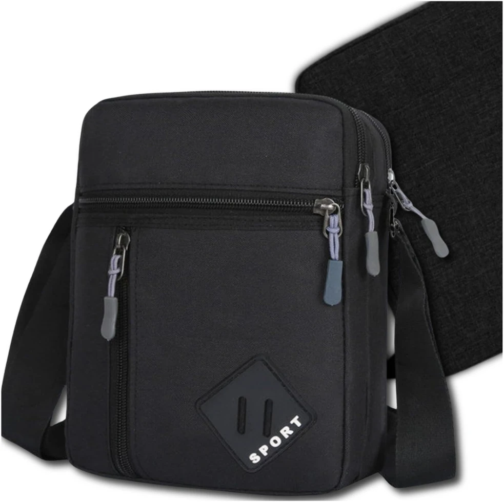 Edibazzar Vyriškas krepšys Crossbody Bag Kišenė Tvirta juoda sportinė