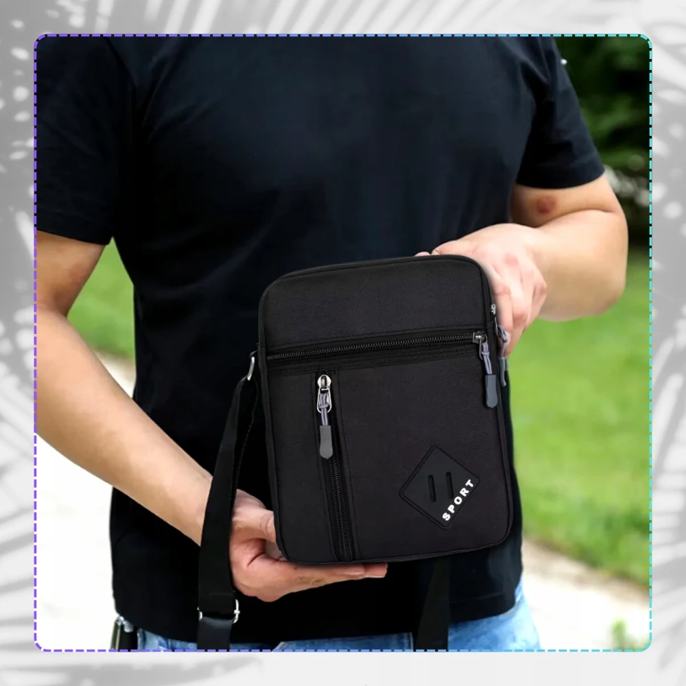 Edibazzar Vyriškas krepšys Crossbody Bag Kišenė Tvirta juoda sportinė