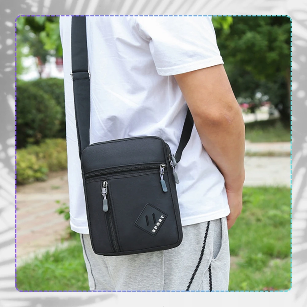 Edibazzar Vyriškas krepšys Crossbody Bag Kišenė Tvirta juoda sportinė