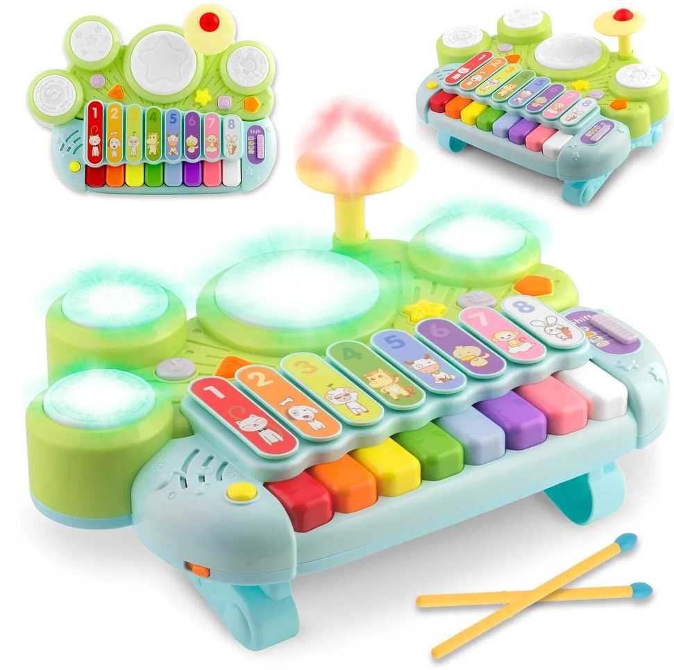 Muzikiniai žaisliniai cimbolai, ksilofonas ir būgnai RK-751 Ricokids